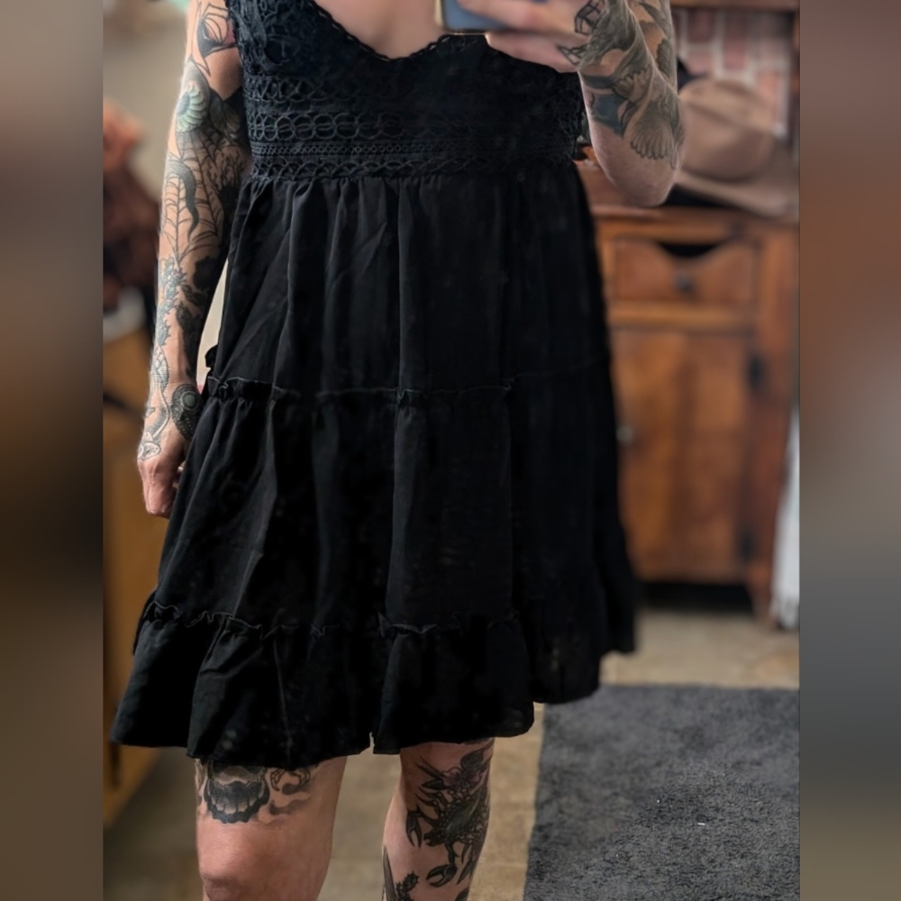 Black Tiered Mini Skirt - Women